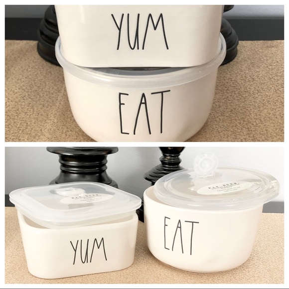 Rae Dunn Other - 🆕Rae Dunn Set of 2 EAT/YUM Ceramic Food Storage
